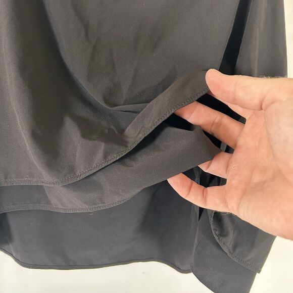 Athleta Tank Top Women's Medium Solid Black Spaghetti Strap Tiered Cropped - Picture 6 of 8